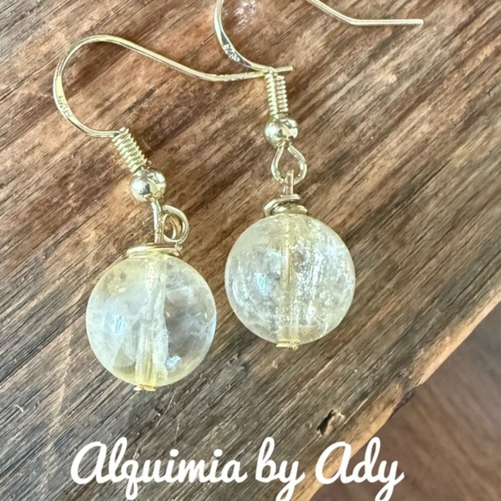 citrine dangle spheres eariings - Picture 1 of 1